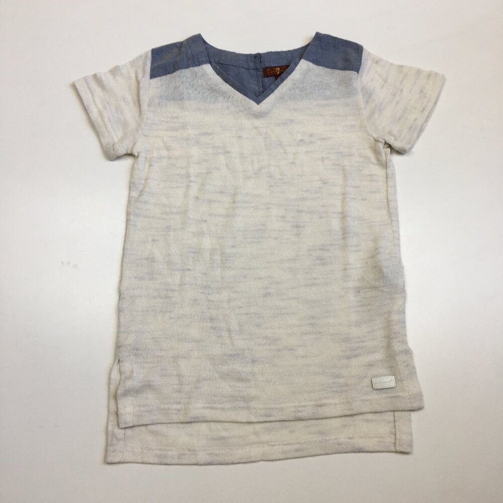 7 FOR ALL MANKIND Girls Chambray Insert Short Sleeve Knit Dress/Shirt